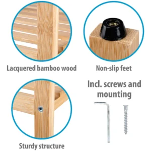 Στήλη-Ραφιέρα Μπάνιου από Μπαμπού με 5 Ράφια – 32 x 33 x 141 cm Φυσικό Ξύλο 02838914 Alpina - Image 5