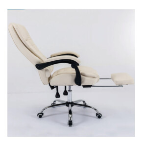 Καρέκλα Γραφείου με Υποπόδιο 63 x 70 x 113.5 - 123.5 cm Χρώματος Κρεμ Bakaji 02839193 - Image 4