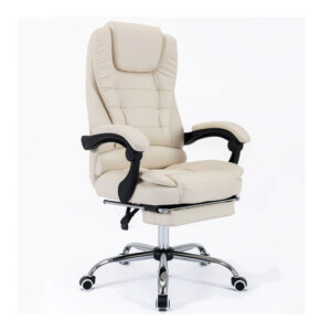 Καρέκλα Γραφείου με Υποπόδιο 63 x 70 x 113.5 - 123.5 cm Χρώματος Κρεμ Bakaji 02839193