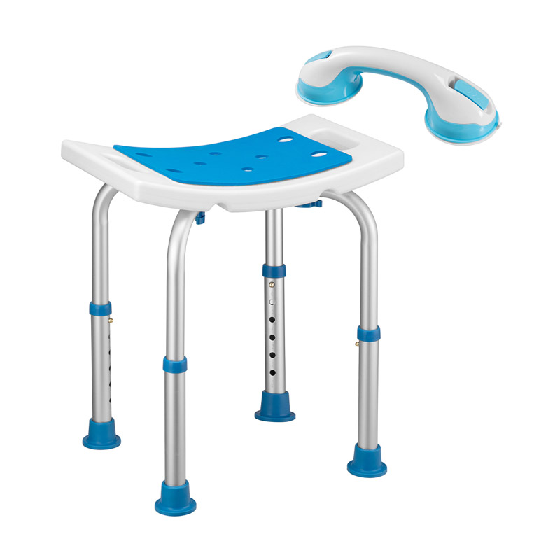 Σετ Αντιολισθητικό Ρυθμιζόμενο Σκαμπό Μπάνιου με Βοηθητική Λαβή 42 x 27 x 36-49 cm Bakaji 02839349