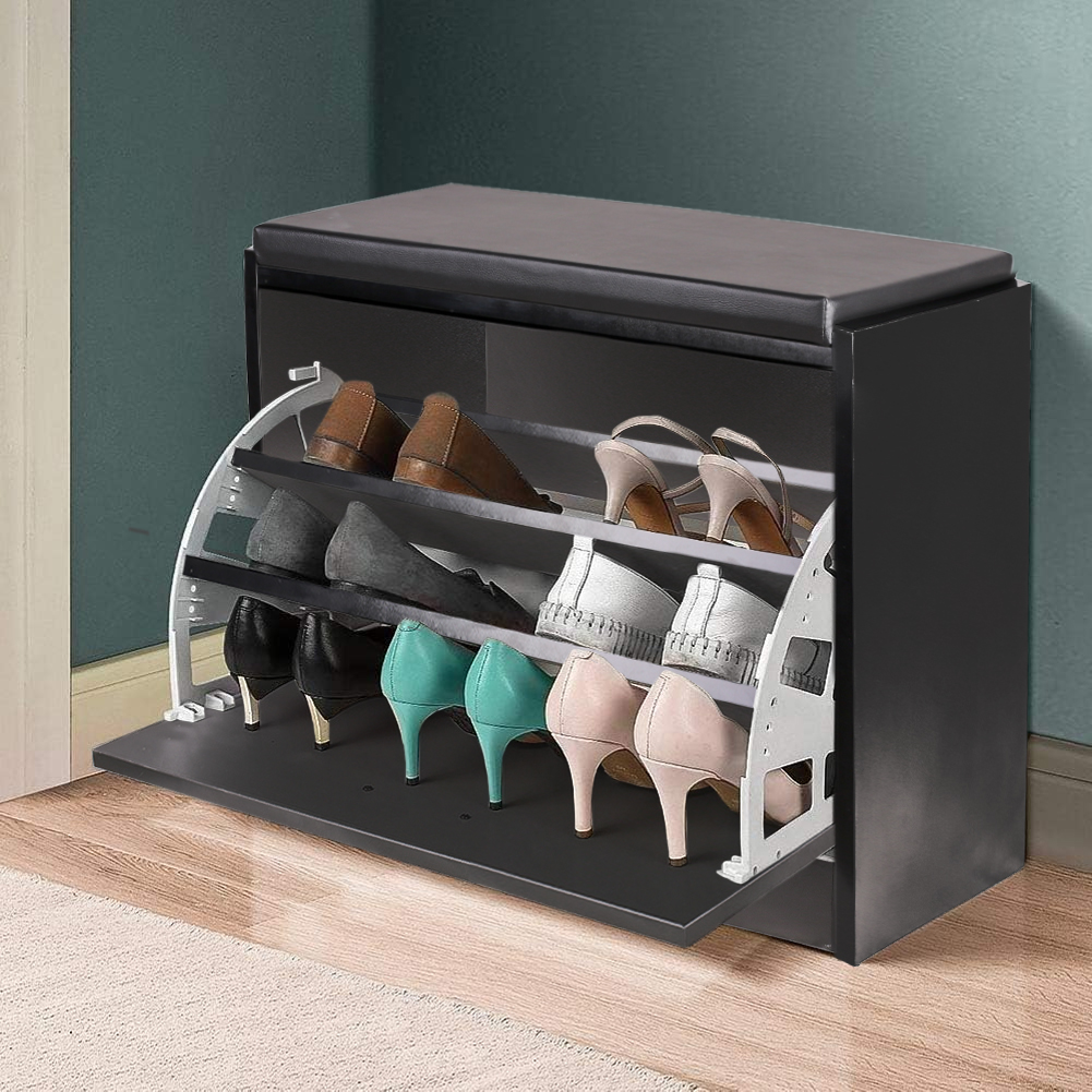 BAKAJI Παπουτσοθήκη Πάγκος 1 Πόρτα Τριπλού Βάθους με Κάθισμα από Οικολογικό Δέρμα μαύρο 60x30x48 02839550 BAKAJI Παπουτσοθήκη Πάγκος 1 Πόρτα Τριπλού Βάθους με Κάθισμα από Οικολογικό Δέρμα μαύρο 60x30x48 02839550