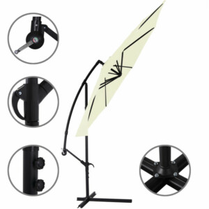 BAKAJI  Ομπρελόκηπος Αποκεντρωμένος 3x3 μ. Μπεζ Κολόνα Αλουμινίου Κιόσκι Πισίνα  02840729 - Image 4