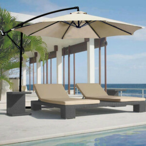 BAKAJI  Ομπρελόκηπος Αποκεντρωμένος 3x3 μ. Μπεζ Κολόνα Αλουμινίου Κιόσκι Πισίνα  02840729