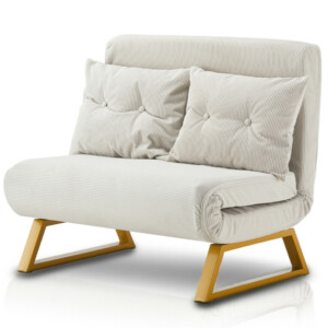 Shally Dogan  Πολυθρόνα Κρεβάτι Ανακλινόμενη 2 Θέσεων Chaise Lounge σε Βελούδο Μετατρέψιμη Κρέμα  02841012 - Image 3