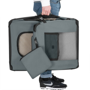 BAKAJI  Φορητό Κλουβί για Κατοικίδια Ζώα Μέγεθος S Πτυσσόμενο Κλουβί για Σκύλους και Γάτες Γκρι  02841447 - Image 5