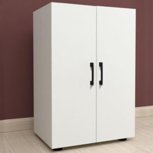 PRATIKO  Πολυχρηστικό Έπιπλο με 2 Πόρτες και 2 Ράφια σε Λευκό Ξύλο με Μαύρες Λαβές 49x32x74εκ 02842027 - Image 3