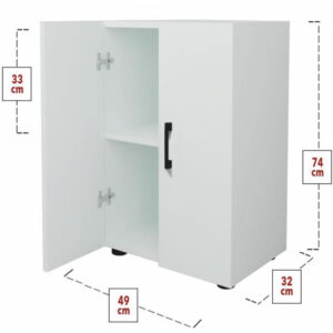 PRATIKO  Πολυχρηστικό Έπιπλο με 2 Πόρτες και 2 Ράφια σε Λευκό Ξύλο με Μαύρες Λαβές 49x32x74εκ 02842027 - Image 4