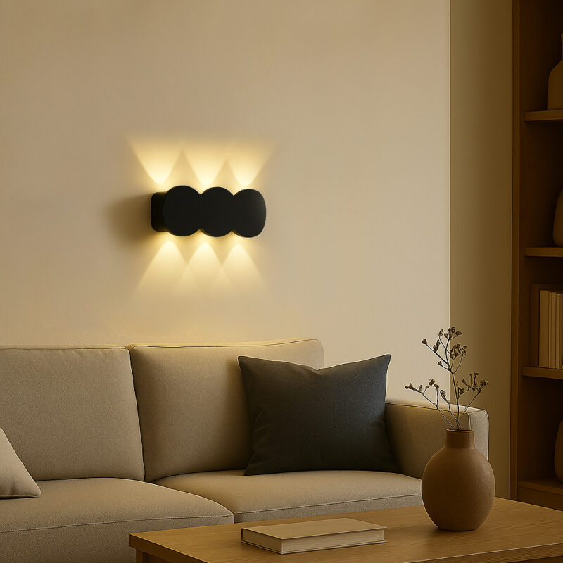BAKAJI Απλίκα Τοίχου με 6 LED Μαύρη Λάμπα με Θερμό Λευκό Φως 15x8x3cm 02842439 - Image 4
