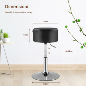 BAKAJI Περιστρεφόμενο Μαύρο Σκαμπό Μακιγιάζ με Άνετο Κάθισμα, Αντοχή έως 130kg 02842655 - Image 4