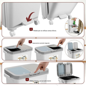 BAKAJI Διπλός Κάδος Κουζίνας 42L με Συρτάρι Διαχωρισμού Απορριμμάτων 02842658 - Image 4