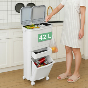 BAKAJI Διπλός Κάδος Κουζίνας 42L με Συρτάρι Διαχωρισμού Απορριμμάτων 02842658