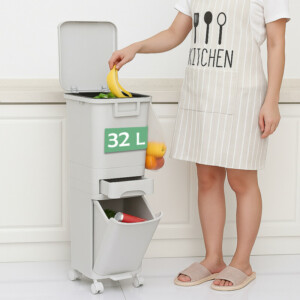 BAKAJI Κάδος Κουζίνας 32L Ανακλινόμενου Καπακιού Εξοικονόμηση Χώρου 02842661