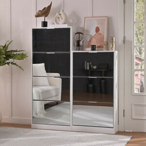 BAKAJI Ντουλάπα Παπουτσιών με 3 Πτυσσόμενες Καθρέφτες Πόρτες Εξοικονόμησης Χώρου 63x24x115cm 02842665 - Image 2