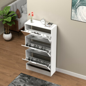 BAKAJI Ντουλάπα Παπουτσιών με 3 Πτυσσόμενες Καθρέφτες Πόρτες Εξοικονόμησης Χώρου 63x24x115cm 02842665 - Image 4