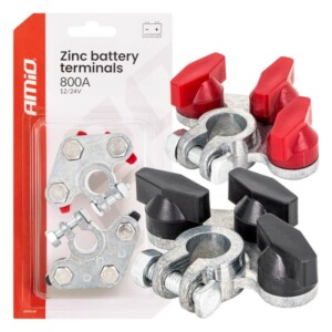AMIO Σετ 2 τμχ Τερματικοί Ακροδέκτες Μπαταρίας ψευδαργύρου 800ΑΜΡ 04391