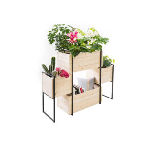 Ξύλινη Ζαρντινιέρα με Μεταλλική Βάση και 4 Θέσεις 117 x 31 x 103 cm Jardikt 10060180 - Image 4