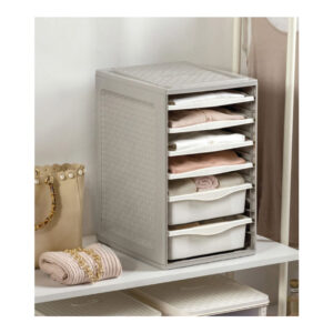 Πλαστική Συρταριέρα Ρούχων με 4 Δίσκους και 2 Συρτάρια 34 x 41 x 53 cm Χρώματος Γκρι Bama 10236 - Image 2