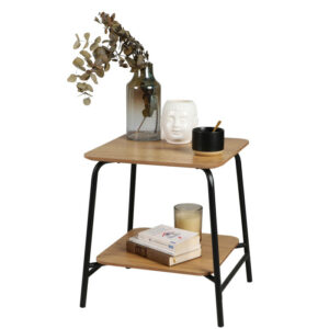 Βοηθητικό Τραπεζάκι Μεταλλικό Μαύρο με Ξύλο 45x45x51 cm Urban Living 151176 - Image 2