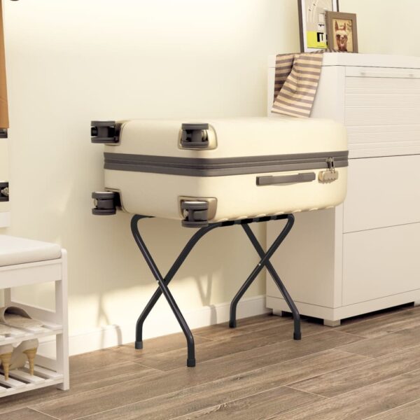 vidaXL Αναδιπλούμενη Βάση Αποσκευών Ξενοδοχείου από Ατσάλι και Νάιλον σε Μαύρο Χρώμα 153077