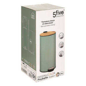 Ατσάλινος Κάδος Απορριμμάτων με Πεντάλ 30L 37,7 x 29,2 x 59,5 cm Πράσινο & Μπαμπού 164646H 5Five Simply Smart - Image 5