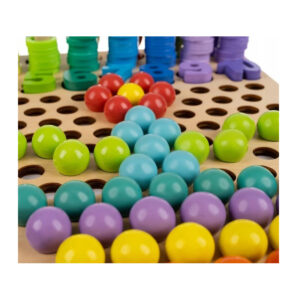 Ξύλινο Εκπαιδευτικό Παιχνίδι με Χρωματιστές Σφαίρες Αριθμητικά Σύμβολα και Κρίκους 30 x 30 x 7.5 cm Kruzzel 17252 - Image 3