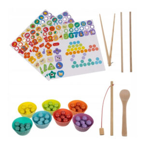 Ξύλινο Εκπαιδευτικό Παιχνίδι με Χρωματιστές Σφαίρες Αριθμητικά Σύμβολα και Κρίκους 30 x 30 x 7.5 cm Kruzzel 17252 - Image 5