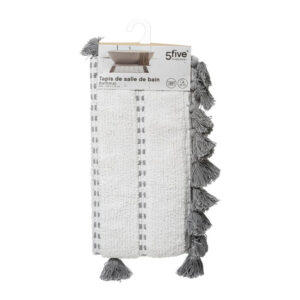 Βαμβακερό Χαλάκι Μπάνιου με Pompom 75 x 50 x 1 cm Χρώματος Γκρι 5Five Simply Smart 174631B - Image 2