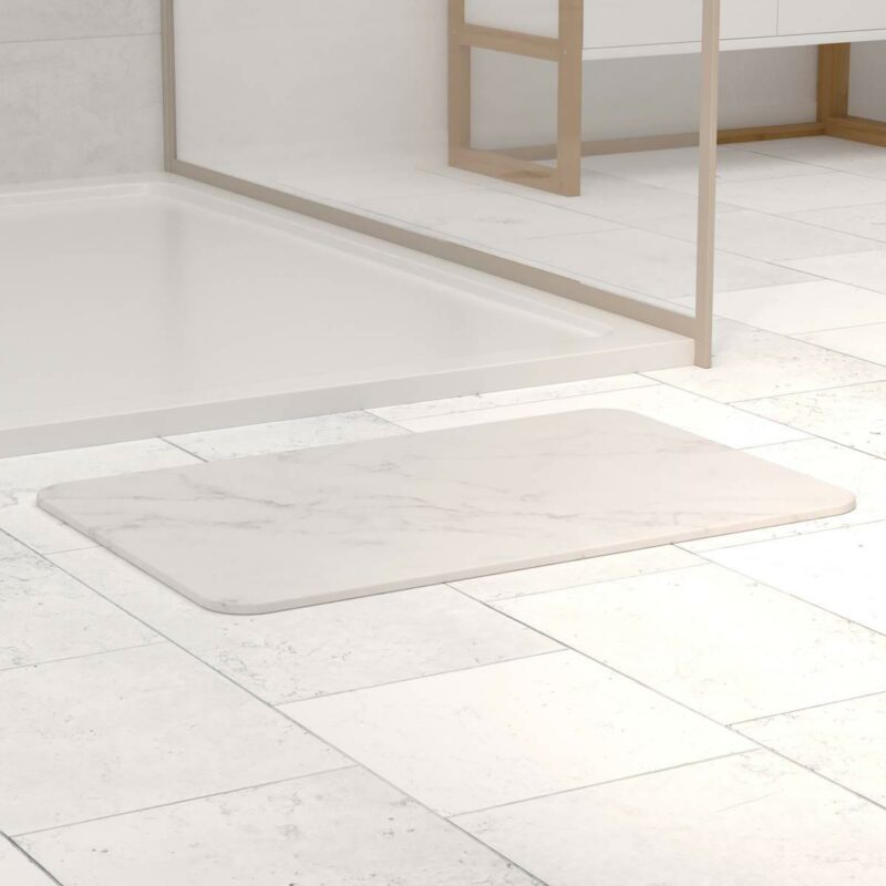 5FIVE Simply smart Πατάκι Μπάνιου Λευκό με Εφέ Μαρμάρου Γρήγορο Στέγνωμα και Αντιολισθητική Σαγρέ Επιφάνεια 174683B - Image 5