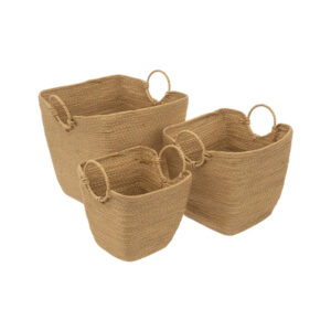 Σετ Ψάθινα Καλάθια Αποθήκευσης 34 x 34 x 34 cm 3 τμχ 5Five Simply Smart 174745 - Image 5