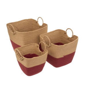 Σετ Ψάθινα Καλάθια Αποθήκευσης 37 x 32.5 x 36 cm 3 τμχ 5Five Simply Smart 174746C - Image 5