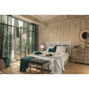 Atmosphera Επιτραπέζιο Φωτιστικό Εκρού με Ανάγλυφο Σχέδιο και Λευκό Υφασμάτινο Καπέλο Φ27εκ.x19.5εκ. 178946 - Image 2