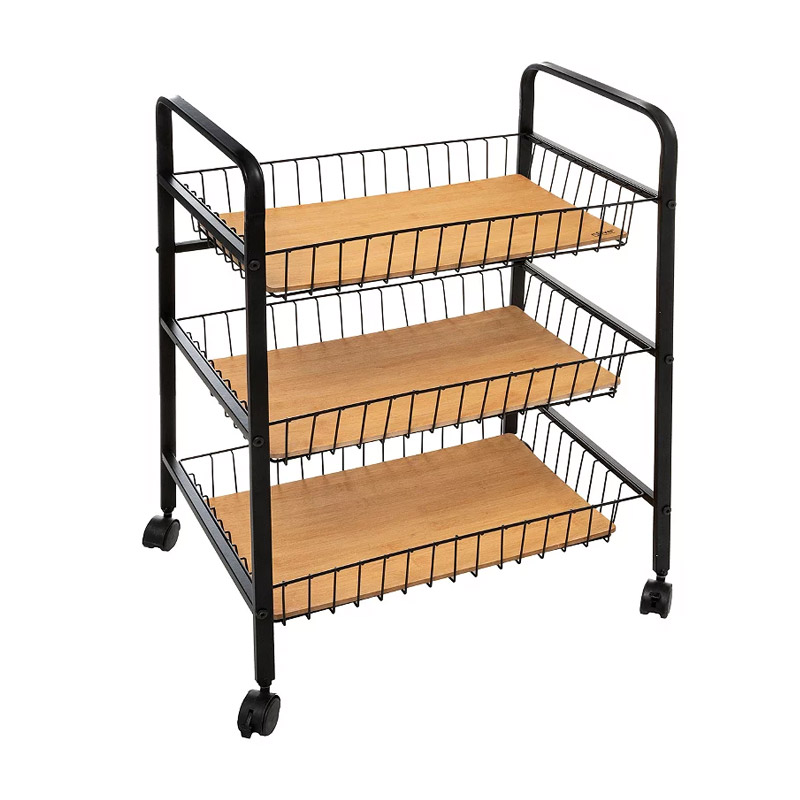 Μεταλλικό Τρόλεϊ Κουζίνας με 3 Ξύλινα Ράφια 52 x 39 x 70 cm 5Five Simply Smart 179664 Μεταλλικό Τρόλεϊ Κουζίνας με 3 Ξύλινα Ράφια 52 x 39 x 70 cm 5Five Simply Smart 179664