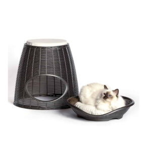 Διπλό Κρεβάτι-Σκαμπό Κατοικίδιων με 2 Μαξιλάρια 52 x 50 x 46/55 cm Χρώματος Ανθρακί Pasha Bama 19162 - Image 4