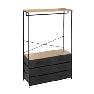 Μεταλλική Κρεμάστρα Δαπέδου με 6 Υφασμάτινα Συρτάρια και 2 Ξύλινα Ράφια 100 x 40 x 167 cm 5Five Simply Smart 193558 - Image 2