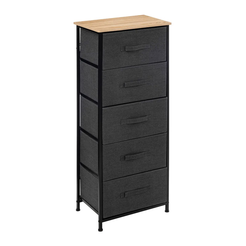 Μεταλλική Συρταριέρα με 5 Υφασμάτινα Συρτάρια Χρώματος Σκούρο Γκρι 45 x 30 x 114 cm 5Five Simply Smart 193571 Μεταλλική Συρταριέρα με 5 Υφασμάτινα Συρτάρια Χρώματος Σκούρο Γκρι 45 x 30 x 114 cm 5Five Simply Smart 193571