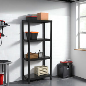 Πλαστική Ραφιέρα Αποθήκευσης με 4 Ράφια 61 x  31 x 131 cm Μαύρο 20020027 AQUILA - Image 2