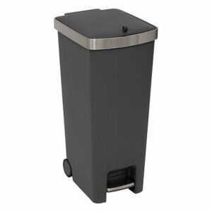 5Five Simply Smart Κάδος Απορριμμάτων με Πεντάλ και Ρόδες 45L – Γκρι με INOX Καπάκι 206764