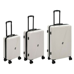 5FIVE Simply smart Σετ 3 τμχ Ανθεκτικές Βαλίτσες Ταξιδίου ABS με 8 Ρόδες Cream 213500A