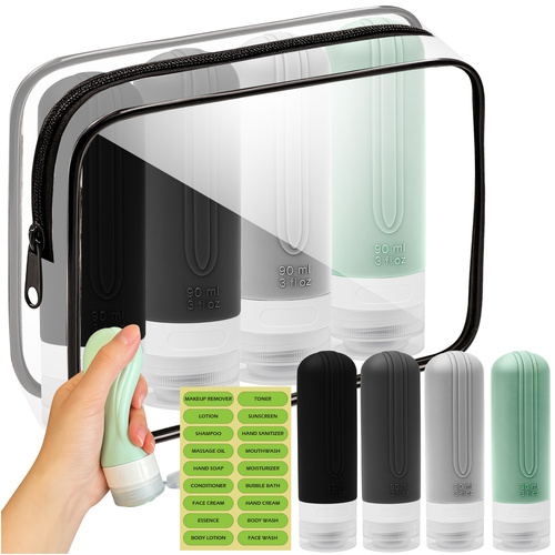 Νεσεσέρ Καλλυντικών Ταξιδίου με 4 Μπουκαλάκια 14 × 17 × 4 cm Διάφανο-Μαύρο 25760 Trizand Νεσεσέρ Καλλυντικών Ταξιδίου με 4 Μπουκαλάκια 14 × 17 × 4 cm Διάφανο-Μαύρο 25760 Trizand