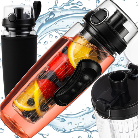 Trizand Αθλητικό Μπουκάλι Νερού με Φρουτοθήκη 1L Ματ Διάφανο/Μαύρο 25815 Trizand Αθλητικό Μπουκάλι Νερού με Φρουτοθήκη 1L Ματ Διάφανο/Μαύρο 25815