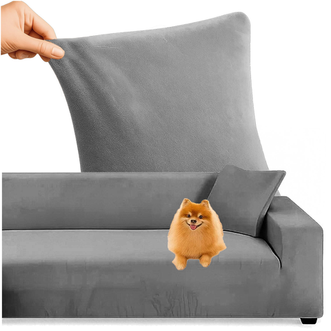 Ruhhy Ελαστικό Βελούδινο Κάλυμμα Γωνιακού Καναπέ - Σκούρο Γκρι