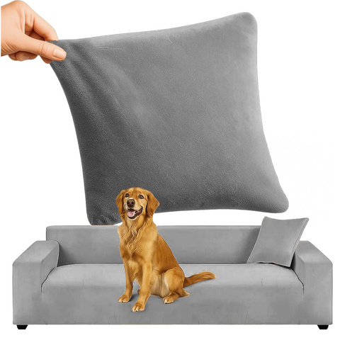 Ruhhy Ελαστικό Βελουτέ Κάλυμμα Γωνιακού Καναπέ - Σκούρο Γκρι 190-230 cm 26181
