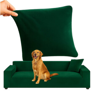 Ruhhy Πράσινο Ελαστικό Βελούδινο Κάλυμμα Γωνιακού Καναπέ 190-230 cm 26183