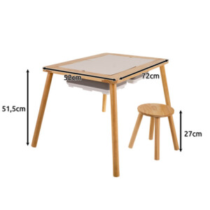 Kruzzel Σετ Παιδικό Τραπέζι και Καρέκλα για Παιδιά με 2 Αποθηκευτικούς Χώρους για Δημιουργική Απασχόληση 26366 - Image 2