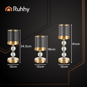 Ruhhy Σετ 3 Κηροπήγια Γυάλινα σε Χρυσό Χρώμα 26487 - Image 2