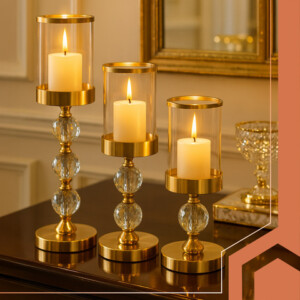 Ruhhy Σετ 3 Κηροπήγια Γυάλινα σε Χρυσό Χρώμα 26487 - Image 5