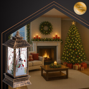 Ruhhy Φωτεινό Χριστουγεννιάτικο Φανάρι από Χαλκό με LED και Σκηνή Χιονάνθρωπου 26754 - Image 5