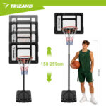 Trizand Ρυθμιζόμενη Φορητή Μπασκέτα 259 cm με Πίνακα, Βάση και Μπάλα 27364 - Image 5