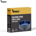 Purlov Πισίνα σκύλου αναδιπλούμενη PURLOV 160x30 εκ. 600 L μπλε/γκρι 27507 - Image 4