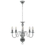 vidaXL Πολυέλαιος Μεταλλικής Κατασκευής 50x45 εκ Χωρίς Λάμπες, 5 Θέσεων E14, Ασημί Χρώμα 281616 - Image 4